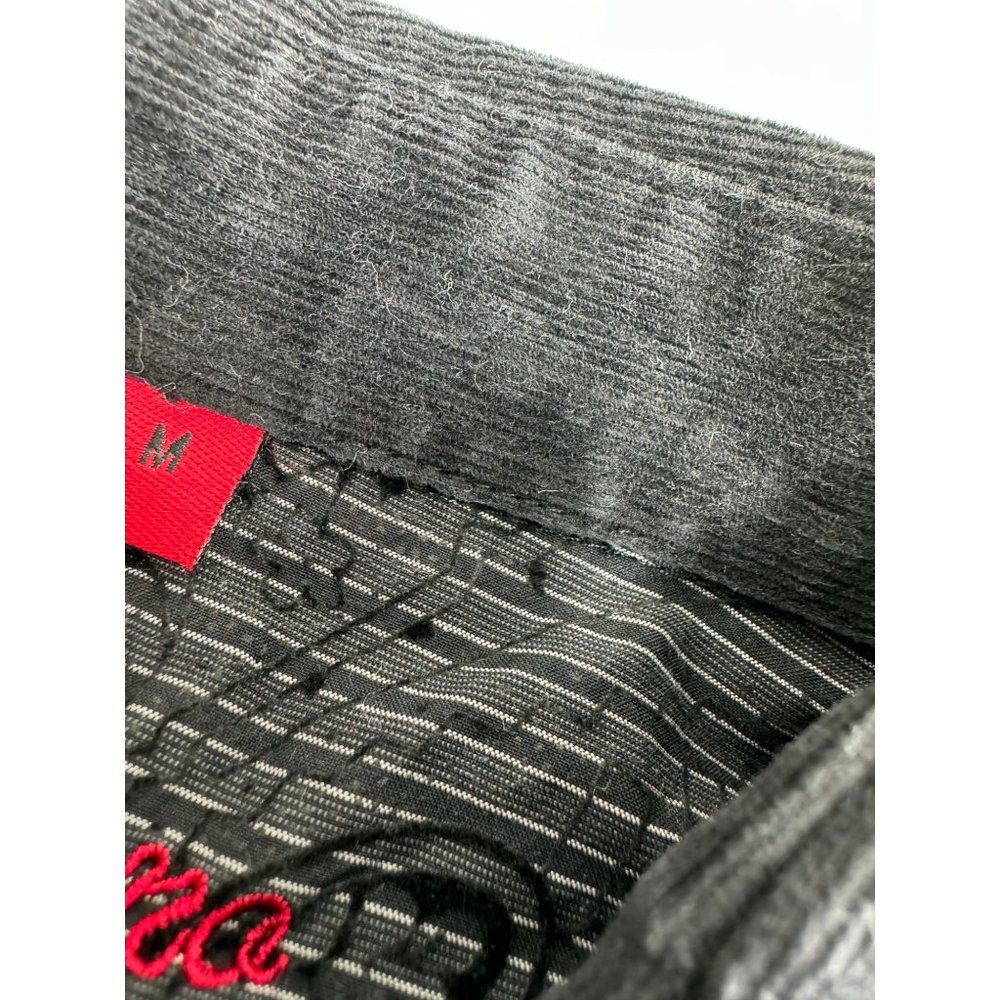 Luchiano Visconti Men Shirt Corduroy Trim Flip Cuff Paisley Textured Button Up M - Picture 8 of 10